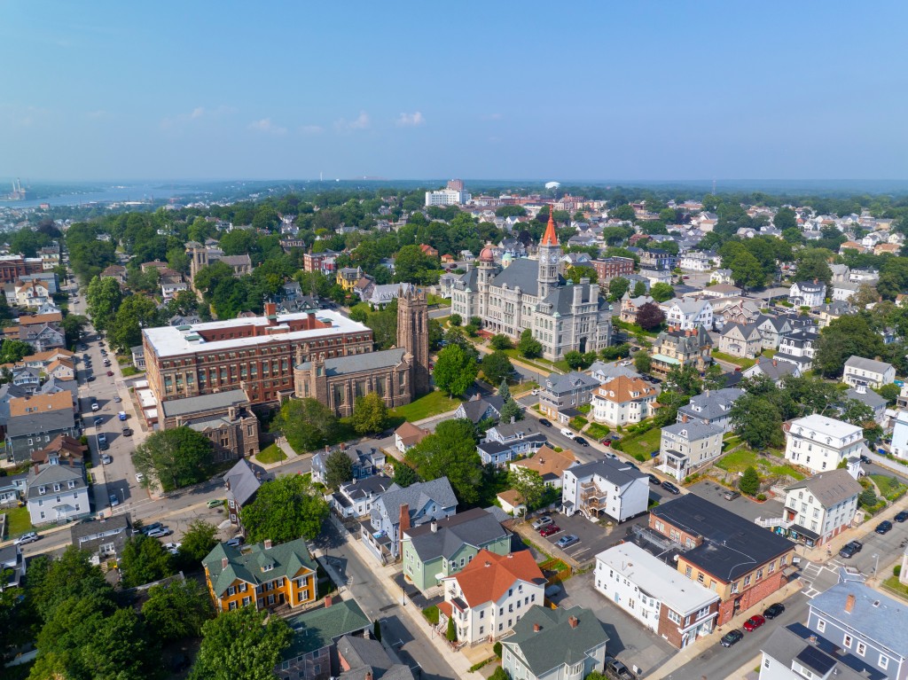 Fall River Massachusetts aerial view